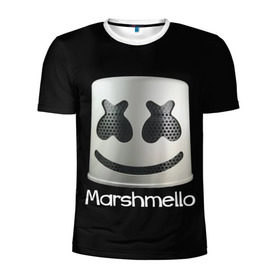 Мужская футболка 3D спортивная с принтом Marshmello в Санкт-Петербурге, 100% полиэстер с улучшенными характеристиками | приталенный силуэт, круглая горловина, широкие плечи, сужается к линии бедра | marshmello | диджей | клуб | клубная музыка | маршмеллоу | маршмэлло | маршмэллоу | музыка | электронная