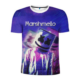 Мужская футболка 3D спортивная с принтом Marshmello в Санкт-Петербурге, 100% полиэстер с улучшенными характеристиками | приталенный силуэт, круглая горловина, широкие плечи, сужается к линии бедра | marshmello | диджей | клуб | клубная музыка | маршмеллоу | маршмэлло | маршмэллоу | музыка | электронная