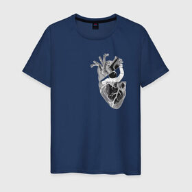 Мужская футболка хлопок с принтом Astronaut in Heart в Санкт-Петербурге, 100% хлопок | прямой крой, круглый вырез горловины, длина до линии бедер, слегка спущенное плечо. | space | анатомия | астронавт | вселенная | звезды | космонавт | космос | луна | любовь | планета | сердце