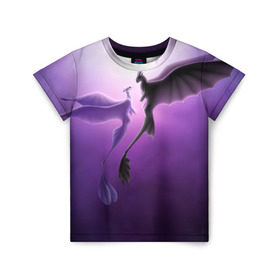 Детская футболка 3D с принтом как приручить дракона в Санкт-Петербурге, 100% гипоаллергенный полиэфир | прямой крой, круглый вырез горловины, длина до линии бедер, чуть спущенное плечо, ткань немного тянется | light fury | night fury | беззубик | дракон | как приручить дракона | ночная фурия