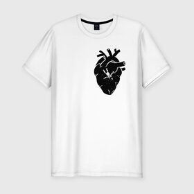 Мужская футболка премиум с принтом Heart Space в Санкт-Петербурге, 92% хлопок, 8% лайкра | приталенный силуэт, круглый вырез ворота, длина до линии бедра, короткий рукав | анатомия | астронавт | вселенная | звезды | космонавт | космос | сердце