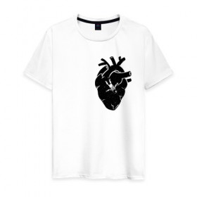 Мужская футболка хлопок с принтом Heart Space в Санкт-Петербурге, 100% хлопок | прямой крой, круглый вырез горловины, длина до линии бедер, слегка спущенное плечо. | анатомия | астронавт | вселенная | звезды | космонавт | космос | сердце