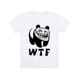 Детская футболка хлопок с принтом Панда троллфейс в Санкт-Петербурге, 100% хлопок | круглый вырез горловины, полуприлегающий силуэт, длина до линии бедер | trollface | wtf | лицо | мишка | тролль