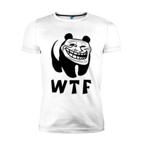 Мужская футболка премиум с принтом Панда троллфейс в Санкт-Петербурге, 92% хлопок, 8% лайкра | приталенный силуэт, круглый вырез ворота, длина до линии бедра, короткий рукав | trollface | wtf | лицо | мишка | тролль