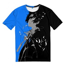 Мужская футболка 3D с принтом Makoto Yuki - Persona 5 в Санкт-Петербурге, 100% полиэфир | прямой крой, круглый вырез горловины, длина до линии бедер | anime | game | makoto yuki | persona 5 | yuki | аниме | игра персонаж | мужчина | человек