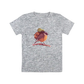 Детская футболка хлопок с принтом Воробей Турист в Санкт-Петербурге, 100% хлопок | круглый вырез горловины, полуприлегающий силуэт, длина до линии бедер | палатка | птенец | птица | птичка | путешествие | рюкзак | туризм