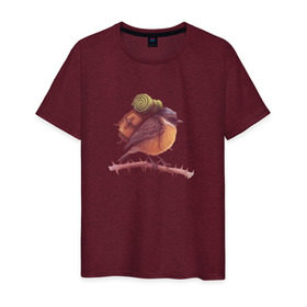 Мужская футболка хлопок с принтом Воробей Турист в Санкт-Петербурге, 100% хлопок | прямой крой, круглый вырез горловины, длина до линии бедер, слегка спущенное плечо. | палатка | птенец | птица | птичка | путешествие | рюкзак | туризм