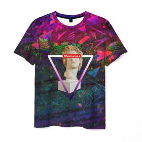 Мужская футболка 3D с принтом Memesis в Санкт-Петербурге, 100% полиэфир | прямой крой, круглый вырез горловины, длина до линии бедер | memesis | retrowave | vaporwave | webpunk | вебпанк | вэйпорвэйв | мемесис | ретровэйв
