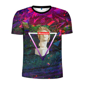 Мужская футболка 3D спортивная с принтом Memesis в Санкт-Петербурге, 100% полиэстер с улучшенными характеристиками | приталенный силуэт, круглая горловина, широкие плечи, сужается к линии бедра | memesis | retrowave | vaporwave | webpunk | вебпанк | вэйпорвэйв | мемесис | ретровэйв