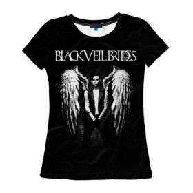Женская футболка 3D с принтом Black Veil Brides в Санкт-Петербурге, 100% полиэфир ( синтетическое хлопкоподобное полотно) | прямой крой, круглый вырез горловины, длина до линии бедер | black veil brides | heavy matal | metal | post hardcore | группы | метал | музыка | рок | хэви метал | эмо
