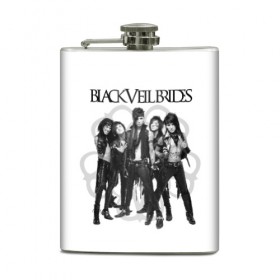 Фляга с принтом Black Veil Brides в Санкт-Петербурге, металлический корпус | емкость 0,22 л, размер 125 х 94 мм. Виниловая наклейка запечатывается полностью | Тематика изображения на принте: 