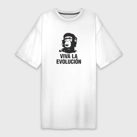 Платье-футболка хлопок с принтом Да Здравствует Эволюция в Санкт-Петербурге,  |  | che guevara | deputa matre | evolution | дупута матре | куба | обезьяна | революция | свобода | че | че гевара | чегеварра | чигевара | эволюция
