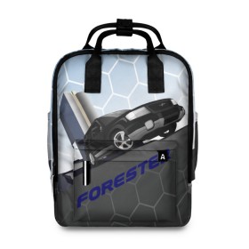 Женский рюкзак 3D с принтом Subaru Forester SF5 в Санкт-Петербурге, 100% полиэстер | лямки с регулируемой длиной, сверху ручки, чтобы рюкзак нести как сумку. Основное отделение закрывается на молнию, как и внешний карман. Внутри два дополнительных кармана, один из которых закрывается на молнию. По бокам два дополнительных кармашка, куда поместится маленькая бутылочка
 | auto | forester | jdm | sf5 | subaru | subaru forester | субару | форестер