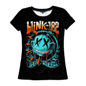 Женская футболка 3D с принтом Blink 182 в Санкт-Петербурге, 100% полиэфир ( синтетическое хлопкоподобное полотно) | прямой крой, круглый вырез горловины, длина до линии бедер | punk | группы | кролик | музыка | панк