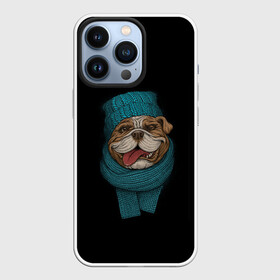 Чехол для iPhone 13 Pro с принтом Бульдог в Санкт-Петербурге,  |  | арт | бульдог | вязанный | зима | зимняя одежда | иллюстрация | пес | песик | псина | собака | шарф
