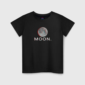 Детская футболка хлопок с принтом Moon. в Санкт-Петербурге, 100% хлопок | круглый вырез горловины, полуприлегающий силуэт, длина до линии бедер | glitch | glitchart | moon | neon | space | trend | глитч | космос | луна | мода | неон