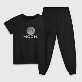 Детская пижама хлопок с принтом Moon. в Санкт-Петербурге, 100% хлопок |  брюки и футболка прямого кроя, без карманов, на брюках мягкая резинка на поясе и по низу штанин
 | glitch | glitchart | moon | neon | space | trend | глитч | космос | луна | мода | неон