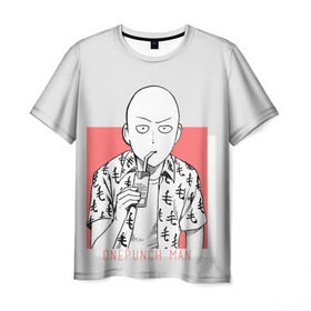Мужская футболка 3D с принтом Saitama (One-Punch Man) Ванпач в Санкт-Петербурге, 100% полиэфир | прямой крой, круглый вырез горловины, длина до линии бедер | Тематика изображения на принте: ванпач | ванпачнем | оппаи