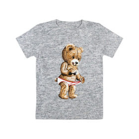 Детская футболка хлопок с принтом Nasty bear в Санкт-Петербурге, 100% хлопок | круглый вырез горловины, полуприлегающий силуэт, длина до линии бедер | медведь | мишка | плюшевый | селфи | тедди
