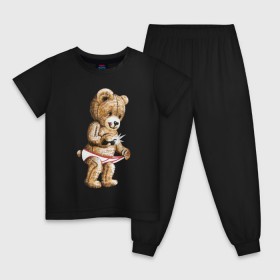 Детская пижама хлопок с принтом Nasty bear в Санкт-Петербурге, 100% хлопок |  брюки и футболка прямого кроя, без карманов, на брюках мягкая резинка на поясе и по низу штанин
 | медведь | мишка | плюшевый | селфи | тедди