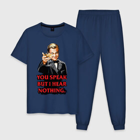 Мужская пижама хлопок с принтом Gatsby в Санкт-Петербурге, 100% хлопок | брюки и футболка прямого кроя, без карманов, на брюках мягкая резинка на поясе и по низу штанин
 | Тематика изображения на принте: leonardo dicaprio | the great gatsby | великий гэтсби | леонардо дикаприо