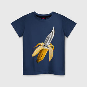 Детская футболка хлопок с принтом BANANA в Санкт-Петербурге, 100% хлопок | круглый вырез горловины, полуприлегающий силуэт, длина до линии бедер | Тематика изображения на принте: banana | knife | pop art | банан | нож | оружие | поп арт