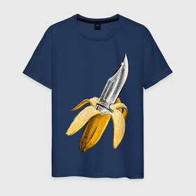 Мужская футболка хлопок с принтом BANANA в Санкт-Петербурге, 100% хлопок | прямой крой, круглый вырез горловины, длина до линии бедер, слегка спущенное плечо. | banana | knife | pop art | банан | нож | оружие | поп арт