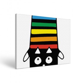 Холст прямоугольный с принтом Rainbow cat в Санкт-Петербурге, 100% ПВХ |  | black | cat | cool | creative | dark | design | halloween | hype | kitten | rainbow | vanguard | авангард | дизайн | кот | котенок | кошка | креатив | круто | радуга | темный | хайп | хэллоуин | черный