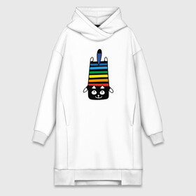 Платье-худи хлопок с принтом Rainbow cat в Санкт-Петербурге,  |  | black | cat | cool | creative | dark | design | halloween | hype | kitten | rainbow | vanguard | авангард | дизайн | кот | котенок | кошка | креатив | круто | радуга | темный | хайп | хэллоуин | черный