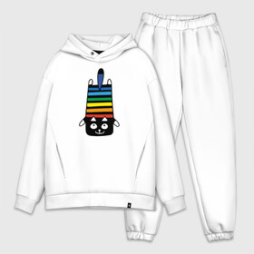 Мужской костюм хлопок OVERSIZE с принтом Rainbow cat в Санкт-Петербурге,  |  | black | cat | cool | creative | dark | design | halloween | hype | kitten | rainbow | vanguard | авангард | дизайн | кот | котенок | кошка | креатив | круто | радуга | темный | хайп | хэллоуин | черный