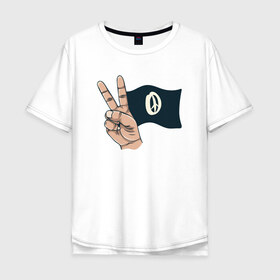 Мужская футболка хлопок Oversize с принтом Peace в Санкт-Петербурге, 100% хлопок | свободный крой, круглый ворот, “спинка” длиннее передней части | peace | мир | мир во всем мире | пис | хиппи