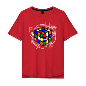 Мужская футболка хлопок Oversize с принтом Кубик Рубика в Санкт-Петербурге, 100% хлопок | свободный крой, круглый ворот, “спинка” длиннее передней части | mathematica | магия. формулы | математик | математика | наука | технарь
