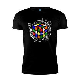 Мужская футболка премиум с принтом Кубик Рубика в Санкт-Петербурге, 92% хлопок, 8% лайкра | приталенный силуэт, круглый вырез ворота, длина до линии бедра, короткий рукав | mathematica | магия. формулы | математик | математика | наука | технарь