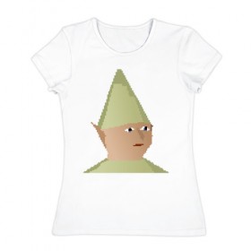 Женская футболка хлопок с принтом Gnome Child в Санкт-Петербурге, 100% хлопок | прямой крой, круглый вырез горловины, длина до линии бедер, слегка спущенное плечо | game | gnome child | meme | mmorpg | rune fag | runescape | гном ребёнок | игра | мем | мморпг | рунскейп