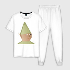 Мужская пижама хлопок с принтом Gnome Child в Санкт-Петербурге, 100% хлопок | брюки и футболка прямого кроя, без карманов, на брюках мягкая резинка на поясе и по низу штанин
 | game | gnome child | meme | mmorpg | rune fag | runescape | гном ребёнок | игра | мем | мморпг | рунскейп