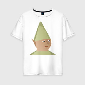 Женская футболка хлопок Oversize с принтом Gnome Child в Санкт-Петербурге, 100% хлопок | свободный крой, круглый ворот, спущенный рукав, длина до линии бедер
 | game | gnome child | meme | mmorpg | rune fag | runescape | гном ребёнок | игра | мем | мморпг | рунскейп