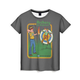 Женская футболка 3D с принтом Archery в Санкт-Петербурге, 100% полиэфир ( синтетическое хлопкоподобное полотно) | прямой крой, круглый вырез горловины, длина до линии бедер | 80 е | 80s | 90 е | 90s | oldschool | retro | retrowave | stranger thing | vintage | винтаж | олдскул | ретро | ретровейв | странные дела