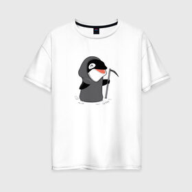 Женская футболка хлопок Oversize с принтом Косатка в Санкт-Петербурге, 100% хлопок | свободный крой, круглый ворот, спущенный рукав, длина до линии бедер
 | акула | дельфин | животные | касатка | кит | коса | лапочка | милый | мимими | море | рыбки | хищник