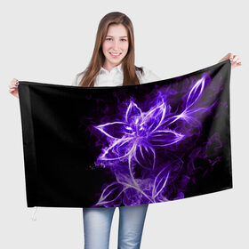 Флаг 3D с принтом Цветок Тьмы в Санкт-Петербурге, 100% полиэстер | плотность ткани — 95 г/м2, размер — 67 х 109 см. Принт наносится с одной стороны | dark | тьма | фиолетовый | цветок