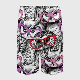 Детские спортивные шорты 3D с принтом Совы в Санкт-Петербурге,  100% полиэстер
 | пояс оформлен широкой мягкой резинкой, ткань тянется
 | birds | li | night | owls | predators | red | белый | взгляд | горошек | графика | картинка | красивый | красный | крутой | лучший | мода | модный | молодёжная | ночные | очки | птицы | рисунок | розовый | сила | сиреневый