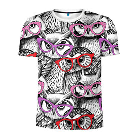 Мужская футболка 3D спортивная с принтом Совы в Санкт-Петербурге, 100% полиэстер с улучшенными характеристиками | приталенный силуэт, круглая горловина, широкие плечи, сужается к линии бедра | birds | li | night | owls | predators | red | белый | взгляд | горошек | графика | картинка | красивый | красный | крутой | лучший | мода | модный | молодёжная | ночные | очки | птицы | рисунок | розовый | сила | сиреневый