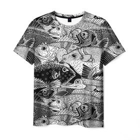Мужская футболка 3D с принтом Рыбы в Санкт-Петербурге, 100% полиэфир | прямой крой, круглый вырез горловины, длина до линии бедер | beautiful | best | cool | depth | fashio | fish | graphics | pattern | picture | trendy | underwater | water | world | youth | белый | вода | глубина | графика | картинка | красивый | крутой | лучший | мир | мода | модный | молодёжная | подводный | рисуно