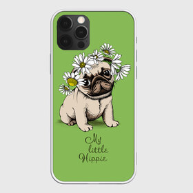 Чехол для iPhone 12 Pro Max с принтом My little hippie в Санкт-Петербурге, Силикон |  | breed | dog | hippie | kid | little | my | pug | puppy | wreath | венок | графика | зелёный | картинка | красивый | крутой | лучший | маленький | малыш | мода | модный | мой | молодёжная | мопс | порода | рисунок | ромашки | собака