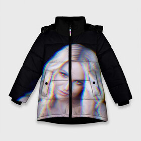 Зимняя куртка для девочек 3D с принтом Britney Glitch в Санкт-Петербурге, ткань верха — 100% полиэстер; подклад — 100% полиэстер, утеплитель — 100% полиэстер. | длина ниже бедра, удлиненная спинка, воротник стойка и отстегивающийся капюшон. Есть боковые карманы с листочкой на кнопках, утяжки по низу изделия и внутренний карман на молнии. 

Предусмотрены светоотражающий принт на спинке, радужный светоотражающий элемент на пуллере молнии и на резинке для утяжки. | britney | britneyspears | glitch | icon | jean | pop | princess | spears | usa | бритни | бритниспирс | глич | джин | поп | работа | спирс | сша