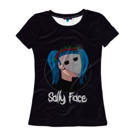 Женская футболка 3D с принтом Sally Face в Санкт-Петербурге, 100% полиэфир ( синтетическое хлопкоподобное полотно) | прямой крой, круглый вырез горловины, длина до линии бедер | 