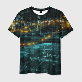 Мужская футболка 3D с принтом Формулы в пространстве в Санкт-Петербурге, 100% полиэфир | прямой крой, круглый вырез горловины, длина до линии бедер | mathematica | алгебра | геометрия | математик | математика | наука | технарь | формула