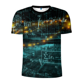 Мужская футболка 3D спортивная с принтом Формулы в пространстве в Санкт-Петербурге, 100% полиэстер с улучшенными характеристиками | приталенный силуэт, круглая горловина, широкие плечи, сужается к линии бедра | mathematica | алгебра | геометрия | математик | математика | наука | технарь | формула