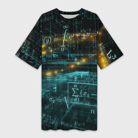 Платье-футболка 3D с принтом Формулы в пространстве в Санкт-Петербурге,  |  | mathematica | алгебра | геометрия | математик | математика | наука | технарь | формула