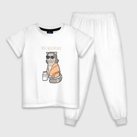 Детская пижама хлопок с принтом Big Meowski в Санкт-Петербурге, 100% хлопок |  брюки и футболка прямого кроя, без карманов, на брюках мягкая резинка на поясе и по низу штанин
 | большой лебовски | боулинг | дюдя | кино | комедия | кот | котейка | котенок | котэ | кошка | молоко | хиппи | чувак | юмор