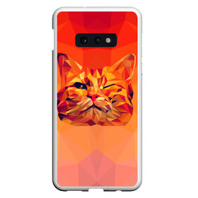 Чехол для Samsung S10E с принтом Подмигивающий кот (Low Poly) в Санкт-Петербурге, Силикон | Область печати: задняя сторона чехла, без боковых панелей | Тематика изображения на принте: cat | fox | kitty | low | lowpoly | poly | веселая | геометрия | грозовой кошак | желтая | кот | котейка | котофей | кошак | лиса | любителям кошек | низкополигональный | позитив | прикольная | рисунок | рыжая | узор